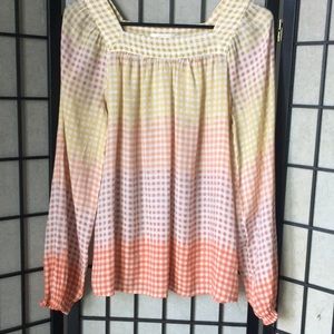 Lauren Conrad checkered ombré blouse sz S